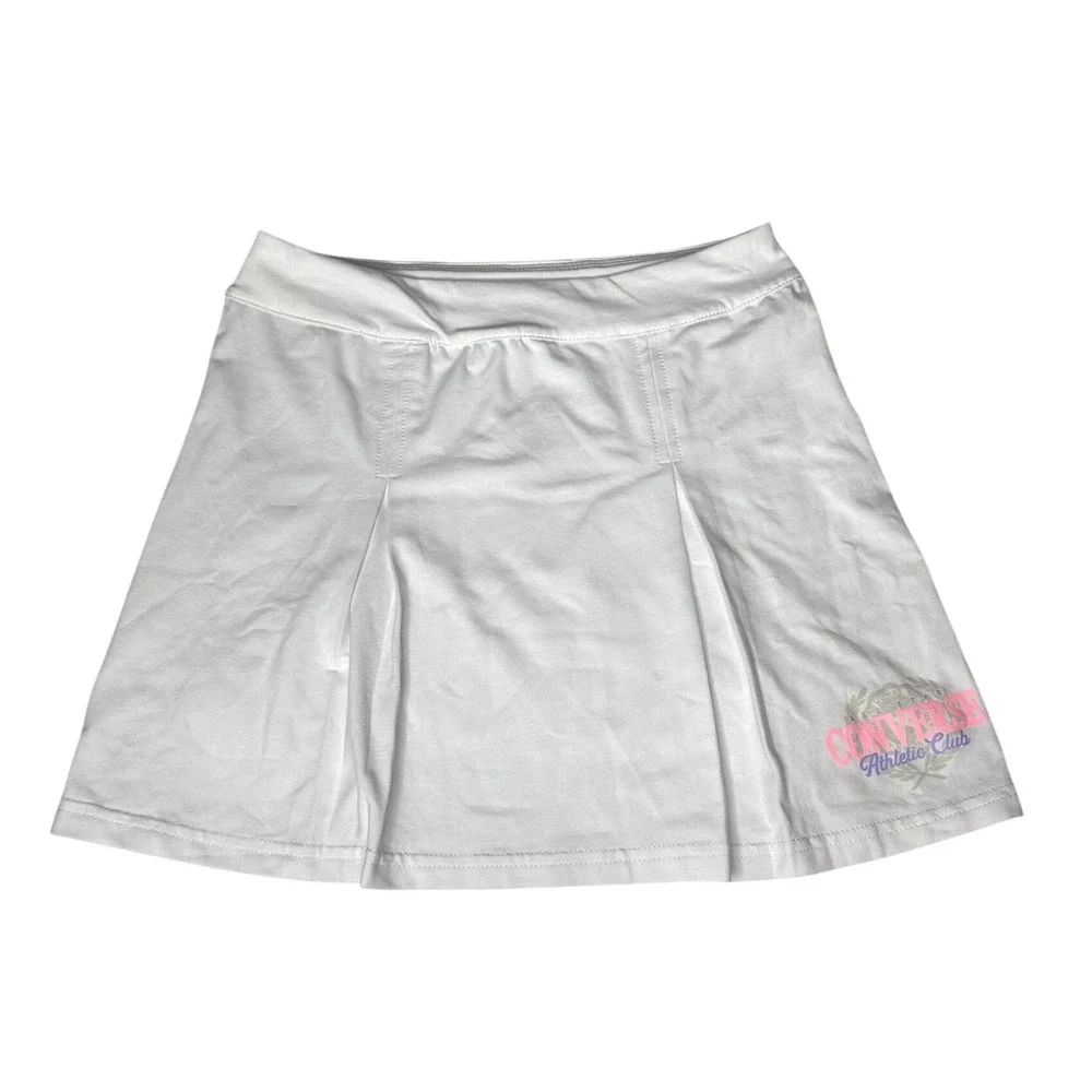 Converse Girls Athletic Club Skort White Pleated Skirt Size M 10-12 NWT